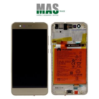 Huawei P10 Lite Touchscreen / LCD Display with frame and battery gold