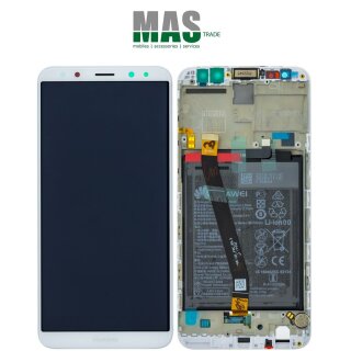 Huawei Mate 10 Lite Display mit Rahmen und Akku Weiß / Gold