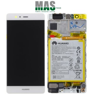 Huawei P9 Touchscreen / LCD / Rahmen / Akku Display Weiß / Silber