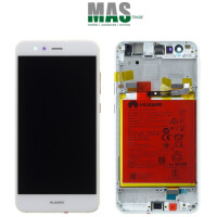 Huawei P10 Lite Display mit Rahmen und Akku Weiß