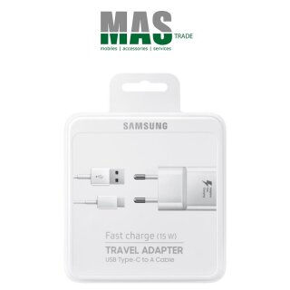 Samsung Fast Charger Ladegerät Weiß 15W 2A (inkl. Typ-C Daten Kabel) EP-TA20EWE Blister