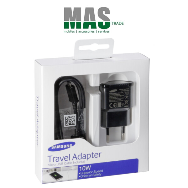 Samsung Fast Charger Ladegerät Schwarz (inkl. 2A Micro-USB Dten Kabel) EP-TA12EBE Blister