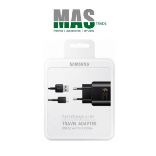 Samsung Super Fast Charger Ladegerät Schwarz 25W (inkl. 1.5m Typ-C Daten Kabel) EP-TA300CBE Blister