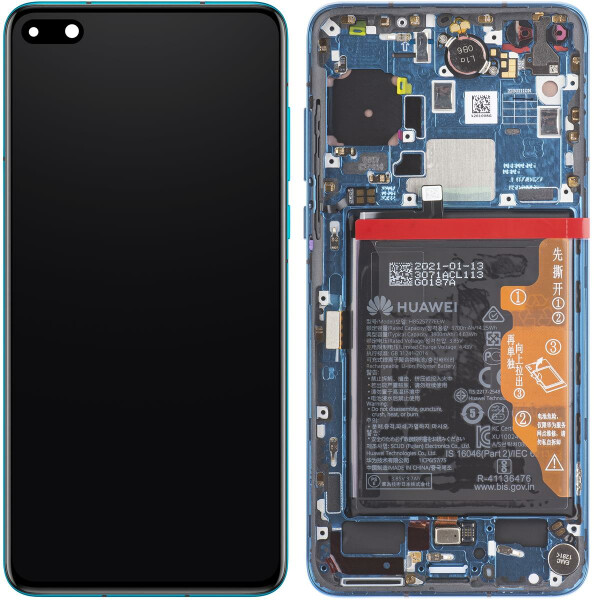 Huawei P40 Display mit Rahmen und Akku Blau