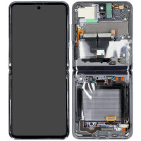 Samsung F707B Galaxy Z Flip 5G Display mit Rahmen (ohne Front Kamera) Grau