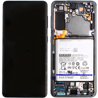 Samsung G991B Galaxy S21 Display mit Rahmen und Akku Grau