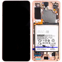 Samsung G991B Galaxy S21 Display with frame and battery phantom pink