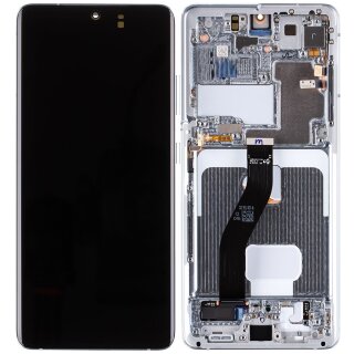 Samsung G998B Galaxy S21 Ultra Display mit Rahmen (ohne Front Kamera) Silber