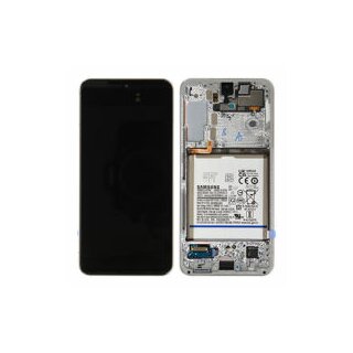 Samsung S901B Galaxy S22 Display with frame and battery phantom white, cream, sky blue