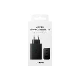 Samsung Fast Charger Ladegerät Schwarz Trio 65W (2xTyp-C + 1x Typ-A) EP-T6530NBE Blister