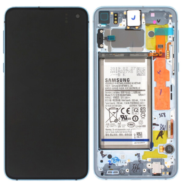 Samsung G970F Galaxy S10e Display with frame and battery prism blue