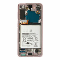 Samsung G991B Galaxy S21 Display mit Rahmen und Akku (ohne Front Kamera) Pink