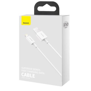 Baseus Superior Series Lightning to USB-A 2.4A 1.5m data cable white, blister