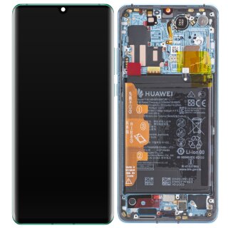 Huawei P30 Pro Display with frame and battery aurora blue