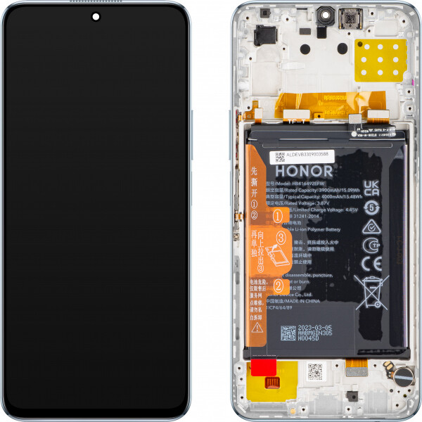 Honor X8 4G Display with frame and battery silver