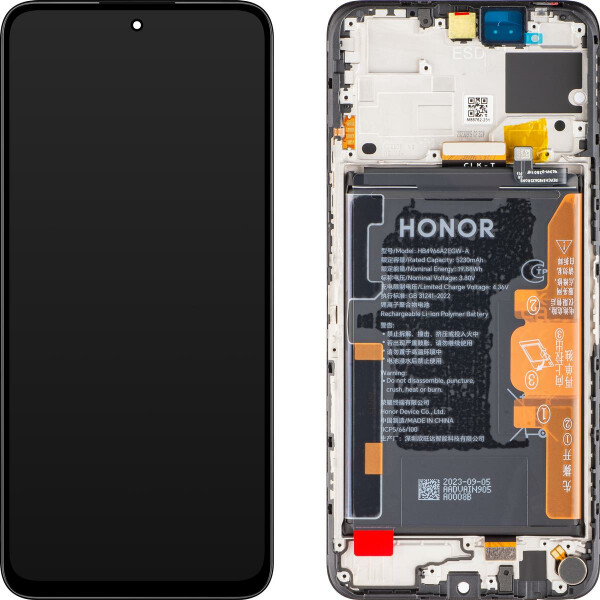 Honor 90 Smart / Honor X7b Display with frame and battery midnight black